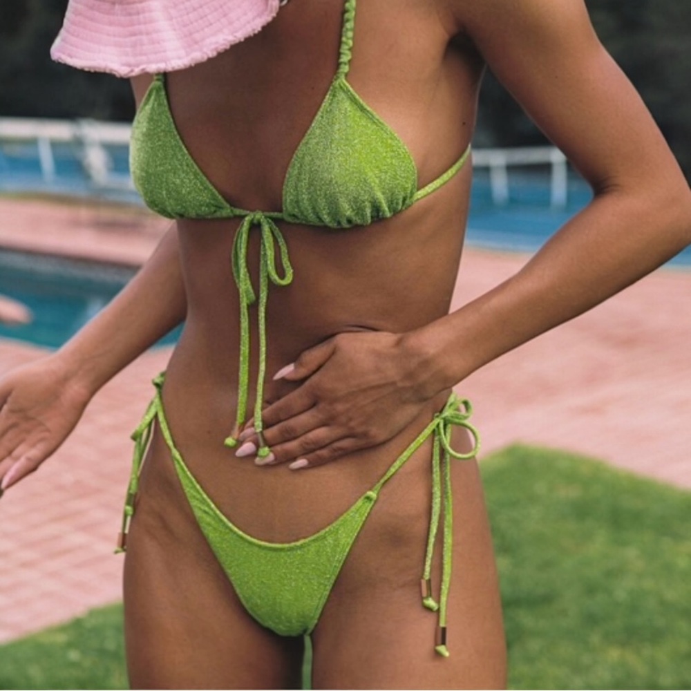 Juillet swim Ruby bikini top and bottom‎ Small sparkle lime